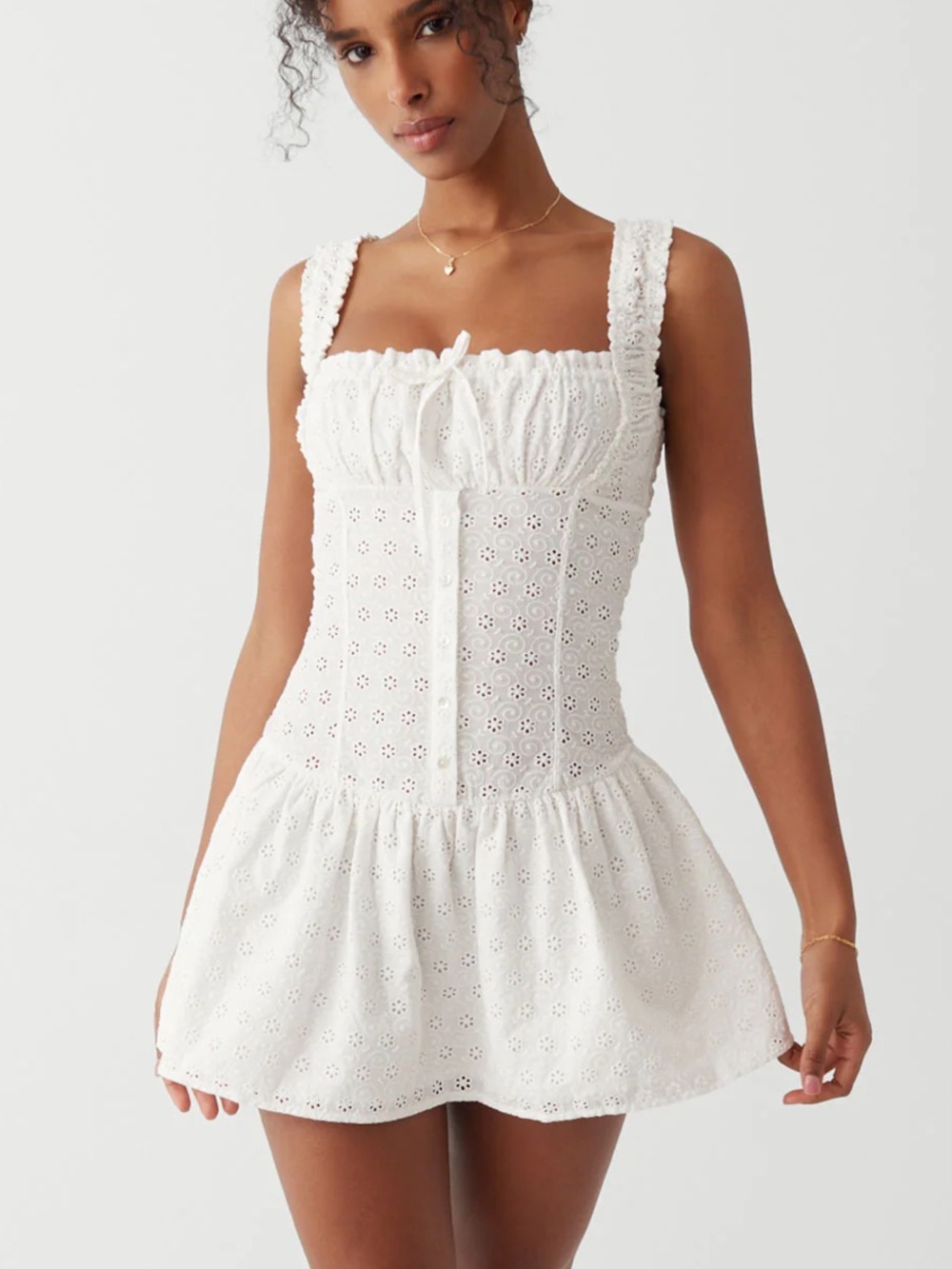 Frankie’s Bikinis Christa white eyelet dress size S